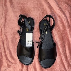 Black Tie Up Sandals